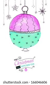 Post card with Christmas doodles. Vector illustration.