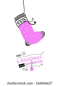 Post card with Christmas doodles. Vector illustration.