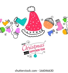 Post card with Christmas doodles. Vector illustration.