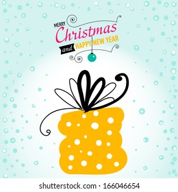 Post card with Christmas doodles. Vector illustration.