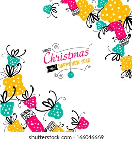 Post card with Christmas doodles. Vector illustration.
