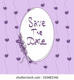 Post card design save the date, lavander sketch
