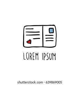 post card doodle icon