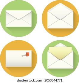 Post card and envelope set. Isolated hand-drawn postal cards and envelopes with post stamps. Modern collection of love and friendship letter designs. Vector illustrations for web and print.