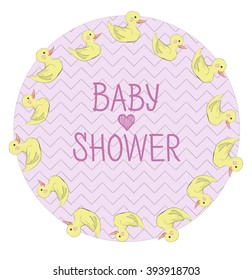 Post card for the  girl baby shower whith duck 