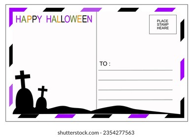Post card for halloween. Design for text box. Frame in halloween.
