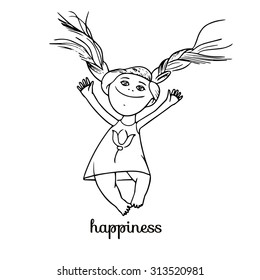 The post card (happiness). Hand drawn vector.   