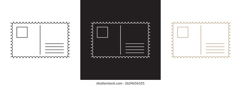 Ícone Cartão postal. Vetor para sites, interfaces móveis, apresentações, banner, marca visual etc. Ilustração vetorial. isolada no plano de fundo branco e preto. EPS 10 
