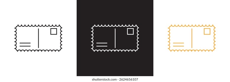 Ícone Cartão postal. Vetor para sites, interfaces móveis, apresentações, banner, marca visual etc. Ilustração vetorial. isolada no plano de fundo branco e preto. EPS 10 
