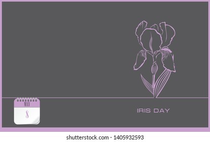 Post card Iris Day. Card for the event May 8 - Iris Day