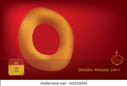 Post card for Onion Rings Day. Calendar event June 22.