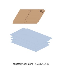 Post Card and Papers - Cartoon Vector Image