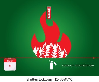 Post card Protection Forests Against Fire Day. Vector illustration.