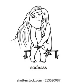 The post card (sadness). Hand drawn vector.   