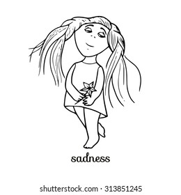 The post card (sadness). Hand drawn vector.