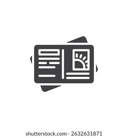 Post card with stamp and sun vector icon. filled flat sign for mobile concept and web design. Summer Postcard glyph icon. Symbol, logo illustration. Vector graphics