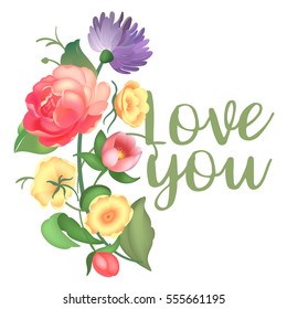 Post card for Valentines day. Vector illustration