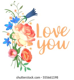Post card for Valentines day. Vector illustration