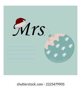
Post Christmas card.Christmas ball. Heart Santa.Happy New Year 2025. .Lettering. Post card.