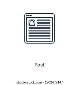 Post concept line icon. Linear Post concept outline symbol design. This simple element illustration can be used for web and mobile UI/UX.