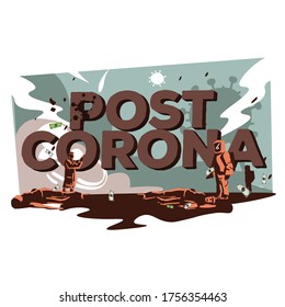 Post Corona Virus era text with doctor and dead body - vector