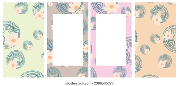 post creative Vector set. Background template with copy space for text and images design by abstract colored shapes, line arts , Tropical leaves warm color of the earth tone