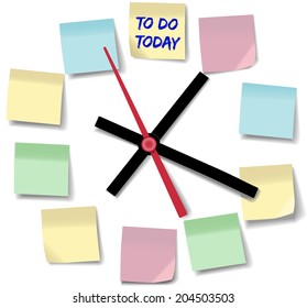 Post daily to do list schedule on memo notes on time clock