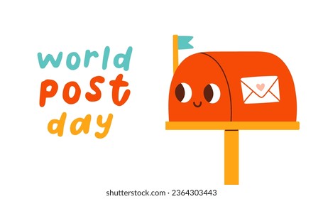 Banner de post Day con diseño de buzón de correo postal ilustración vectorial, Día Mundial del Post