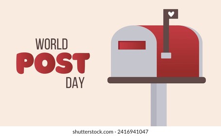 Post Day banner with post box mail box design vector illustration, World Post Day