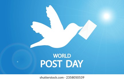 Post day world dove with letter, vector art illustration.