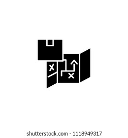 Post delivery map black icon concept. Post delivery map flat  vector symbol, sign, illustration.