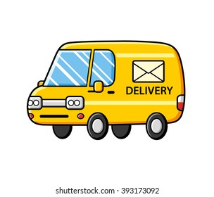 Post delivery service van with an envelope sign.