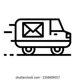 Post delivery truck icon. Outline post delivery truck vector icon for web design isolated on white background