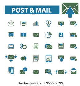 correo, correo directo, email marketing, correspondencia, comunicación, boletín, respuesta, información, contacto, recibir iconos de mensajes vector
