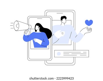 Post engagement abstract concept vector illustration. Social media posting, create engaging post, generate engagement, follower interaction, interactive content, ask subscribers abstract metaphor.