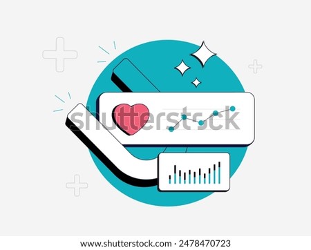 Post Engagement Campaign concept. Increase in social media rates, likes, followers and audience engagement. Flat vector isolated outline illustration with huge magnets that attract likes