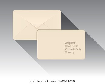 Post envelope front and back in a flat design