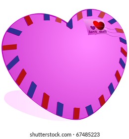 Post envelope of pink color executed in the form of heart on a pure background
