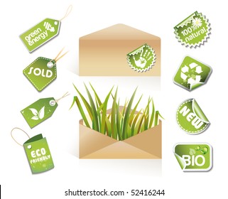 Post envelopes - eco idea with stickers and tags