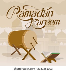 post feed content ramadan kareem. square content speech. illustrations, frames, mosques, ornaments. 