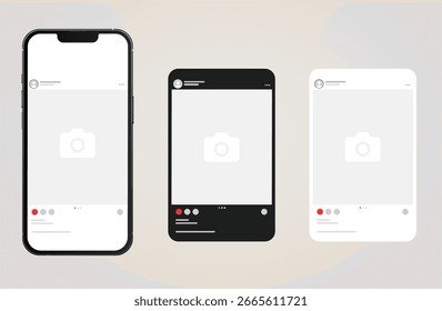 Post feed frame mockup com smartphone telefone mock up design de modelo, carrossel de mídia social post modelo, aplicativo móvel