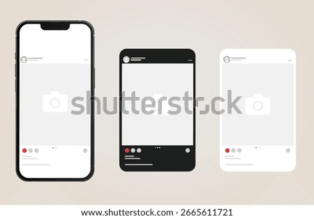 Post feed frame mockup with smartphone phone mock up template design, social media carousel post template, mobile app