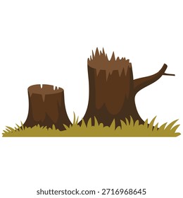 Escena del fuego del poste con la Ilustración vectorial quemada seca de los árboles aislada en el fondo blanco
