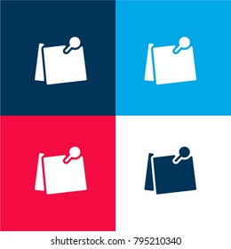 Post it four color material and minimal icon logo set in red and blue