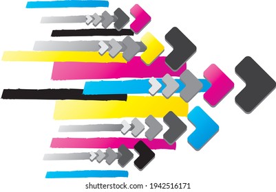 The post goes off - colorful arrows - upswing - growth - consistently pursuing and implementing goals, being determined 