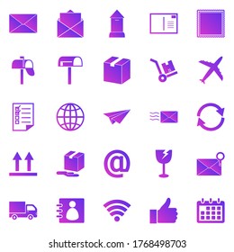 Post gradient icons on white background, stock vector