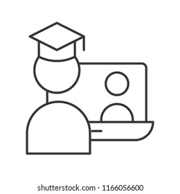 post graduated self learning by online course, e-learning education icon set