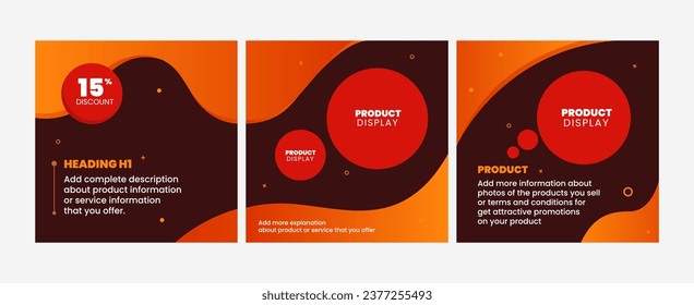 Post grid template for social media promotion with a combination of dark and light orange