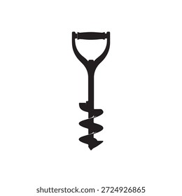 Diseño plano de la ilustración del Vector de la silueta del excavador del agujero del poste en el fondo blanco