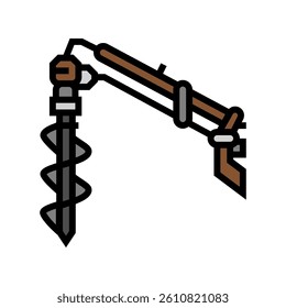 post hole digger tractor color icon vector. post hole digger tractor sign. isolated symbol illustration